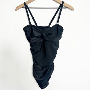 Smismivo Black One Piece Ruched Women’s Swimsuit Size Medium Brand New